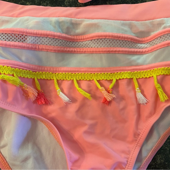 Pink and Yellow Ruffled Bikini Set - Picture 2 of 3